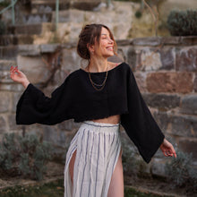 Load image into Gallery viewer, Black Off Shoulder Crop Top Blouse
