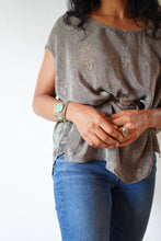 Load image into Gallery viewer, Upcycled Vintage Crepe Silk Free Size Drape Top
