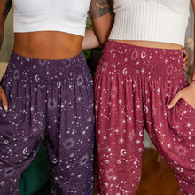 Load image into Gallery viewer, Lunar Plum Starry Night Harem Pants with Pockets