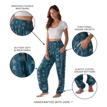 Load image into Gallery viewer, Cosmic Teal Harem Pants with Pockets
