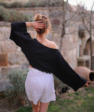 Load image into Gallery viewer, Black Off Shoulder Crop Top Blouse