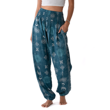Load image into Gallery viewer, Cosmic Teal Harem Pants with Pockets

