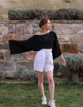 Load image into Gallery viewer, Black Off Shoulder Crop Top Blouse
