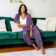Load image into Gallery viewer, Lunar Plum Starry Night Harem Pants with Pockets
