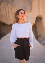 Load image into Gallery viewer, Black Off Shoulder Crop Top Blouse
