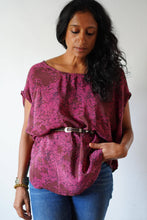 Load image into Gallery viewer, Upcycled Vintage Crepe Silk Free Size Drape Top
