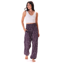 Load image into Gallery viewer, Lunar Plum Starry Night Harem Pants with Pockets
