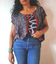 Load image into Gallery viewer, Upcycled Vintage Crepe Silk Free Size Drape Top
